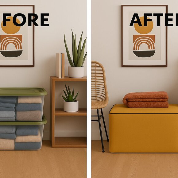 Mustard-Gold Stash Cover with Black Piping - Picture 2 of 6